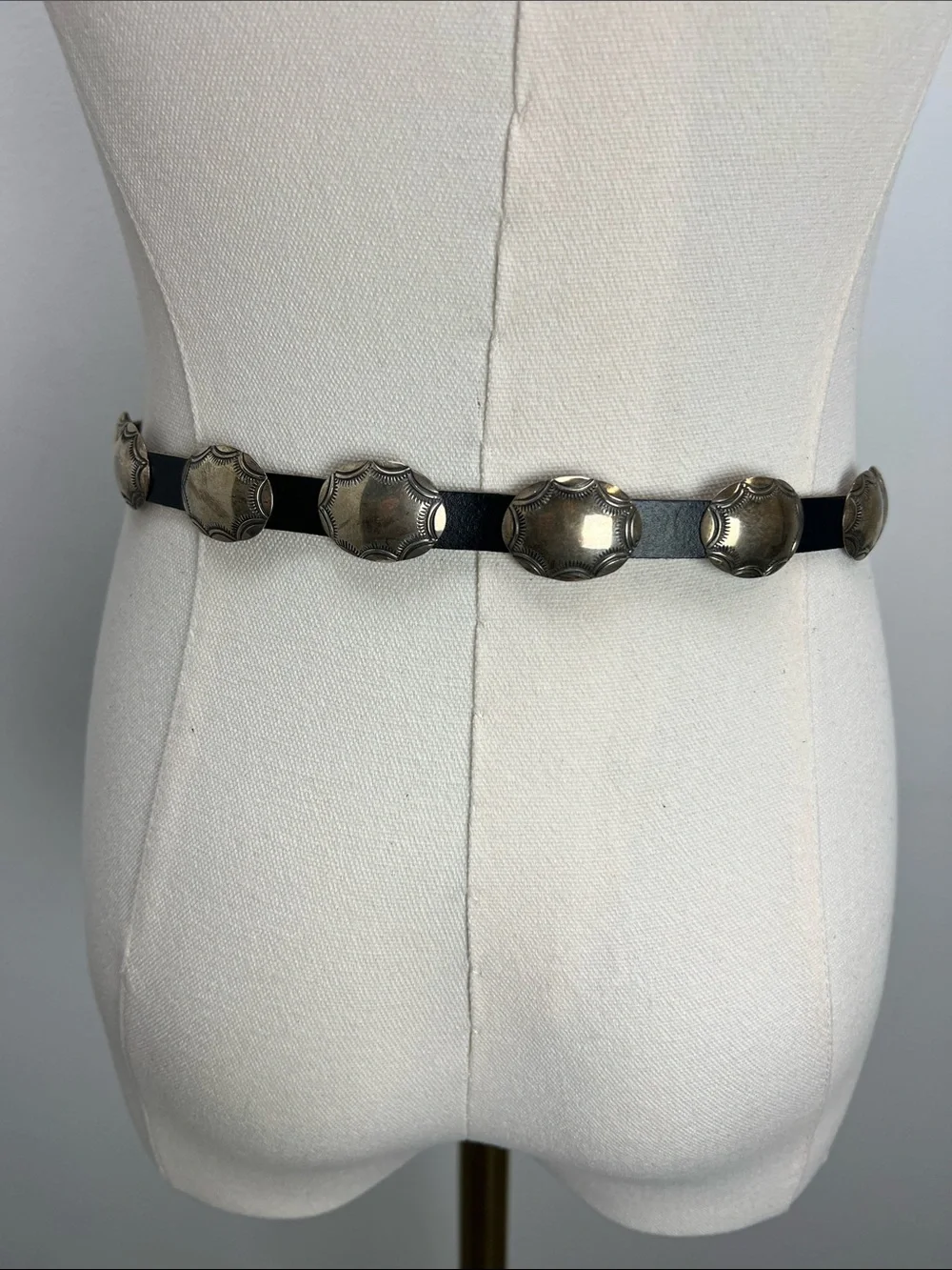 Vintage Mary Rita Padilla Sterling Silver Leather Concho Belt Navajo Native